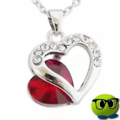 Collier Pendentif En CĆur Et Cristal Rouge - Mrbulle