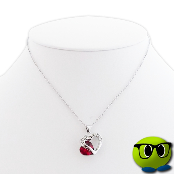 Collier Pendentif En Cœur Et Cristal Rouge - Mrbulle 2 Collier Pendentif En Cœur Et Cristal Rouge - Mrbulle - Image 2