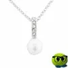 Sublime Collier Argenté à Pendentif Strass Et Perle Blanche Nacrée - Mrbulle