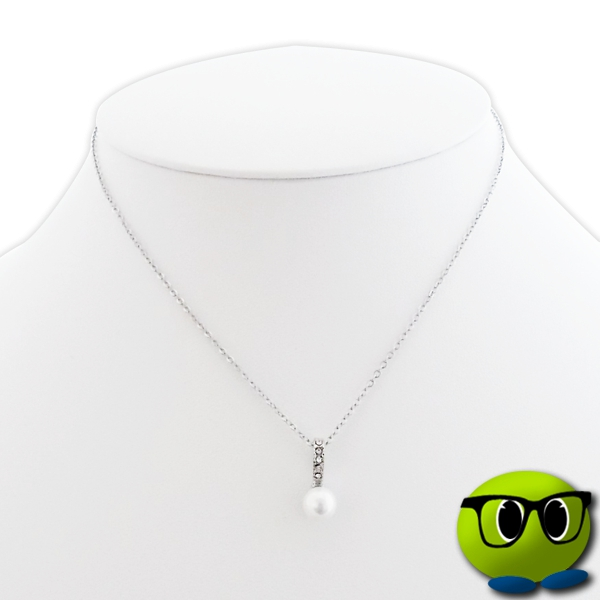 Sublime Collier Argenté à Pendentif Strass Et Perle Blanche Nacrée - Mrbulle 2 Sublime Collier Argenté à Pendentif Strass Et Perle Blanche Nacrée - Mrbulle - Image 2