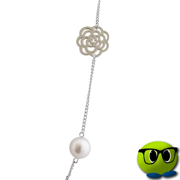 Splendide Collier Argenté Fleurs Et Perles - Mrbulle 2 Splendide Collier Argenté Fleurs Et Perles - Mrbulle - Image 2