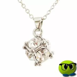 Collier Argenté Cube Gros Strass Blanc - Mrbulle