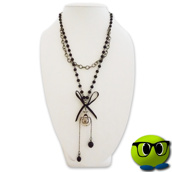 Charmant Sautoir à Noeud Noir - Mrbulle 1 Charmant Sautoir à Noeud Noir - Mrbulle