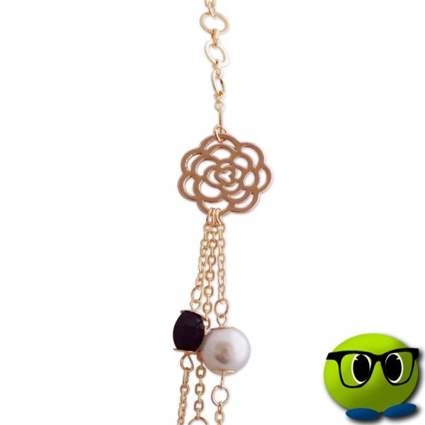 Sautoir En Argent Avec Des Fleurs Et Des Perles - Mrbulle 2 Sautoir En Argent Avec Des Fleurs Et Des Perles - Mrbulle - Image 2