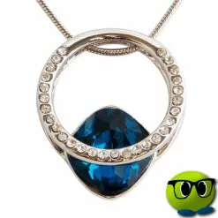 Collier Argenté En Fausse Pierre Bleu Et Strass - Mrbulle