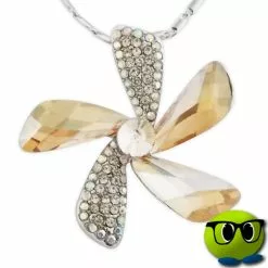 Collier Fleur Strass Et Fausse Pierre Dorée Pour Une Beauté éclatan - Mrbulle