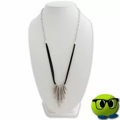 Magnifique Collier Long Avec Pendentif Argenté Strass - Mrbulle