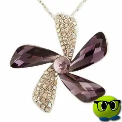Brillant Collier Ă Fleur Strass Et Fausse Pierre Violette - Mrbulle