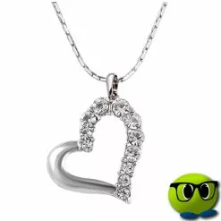 Collier Pendentif Coeur Strass Argenté - Mrbulle