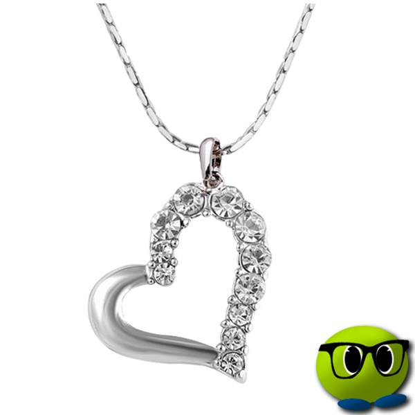 Collier Pendentif Coeur Strass Argenté - Mrbulle 1 Collier Pendentif Coeur Strass Argenté - Mrbulle