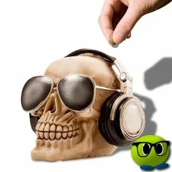 Tirelire Tête De Mort à Lunettes De Soleil Et Casque - Mrbulle