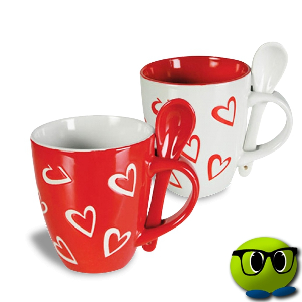 Tasse Coeurs En Céramique Avec Petite Cuillère - Mrbulle 2 Tasse Coeurs En Céramique Avec Petite Cuillère - Mrbulle - Image 2
